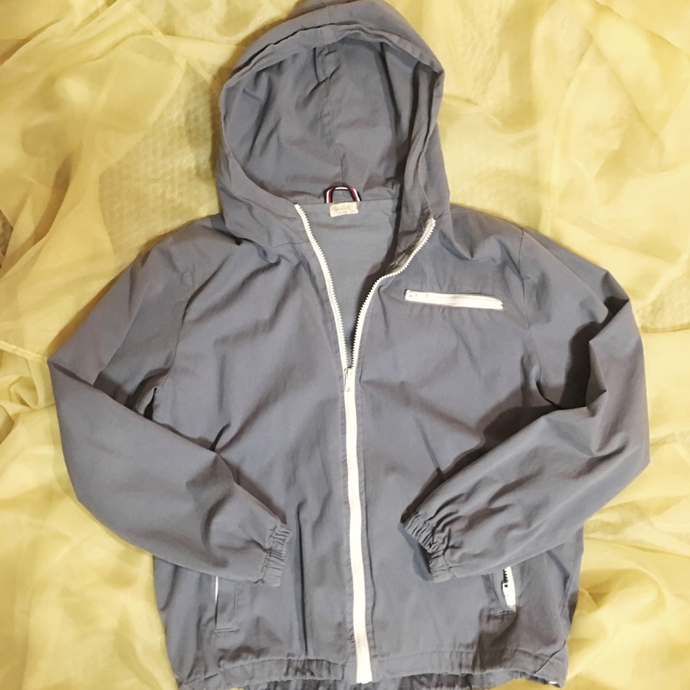 BRANDY MELVILLE hooded zip-up jacket in blue-gray